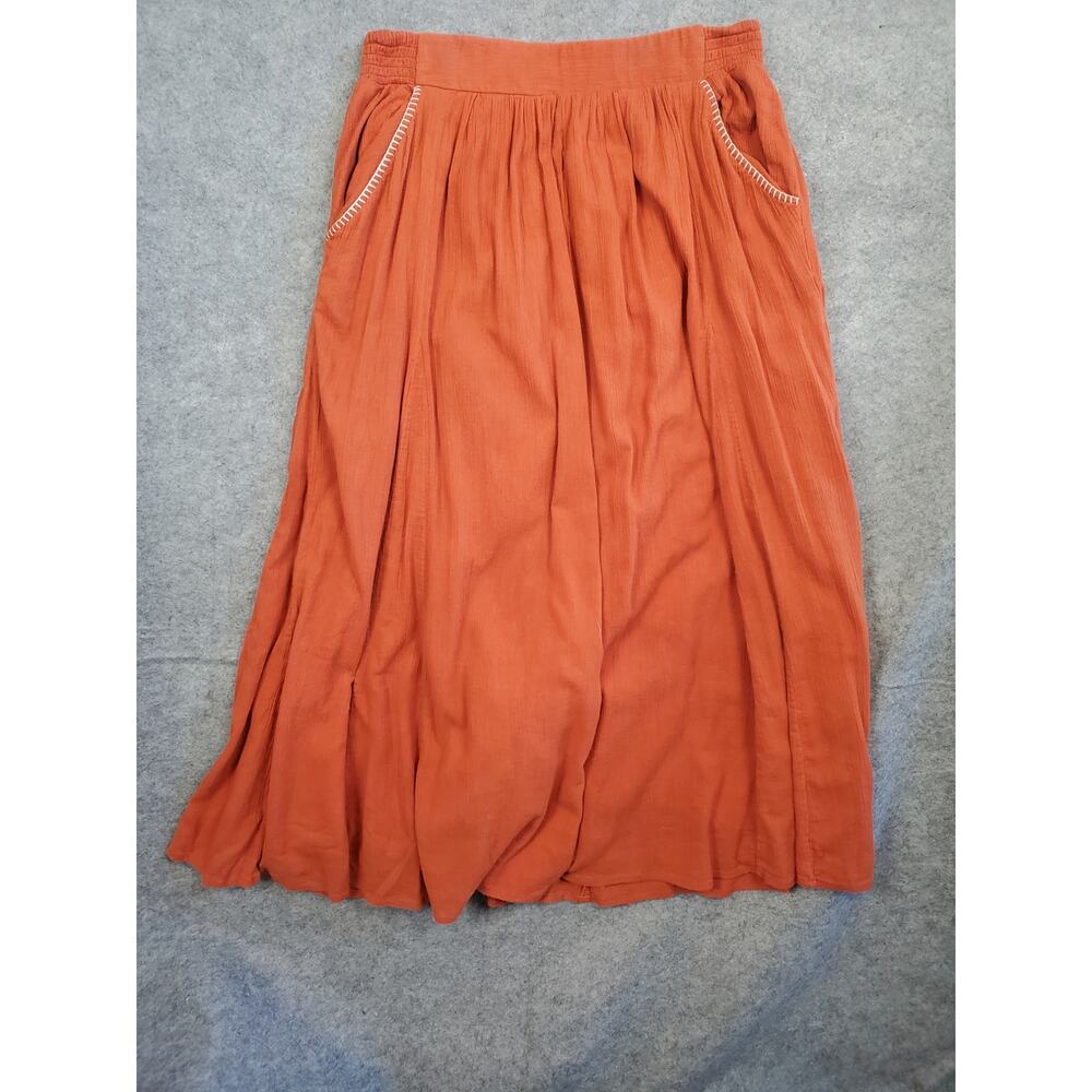 Women's Time For Me Size Large Orange Flowy Boho Maxi Skirt